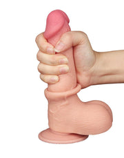 LoveToy - Dubbellaags Dildo - Glijdende Huid Dildo - Lengte 19.5 cm - Diameter 3.7 cm - Lichte Huidskleur