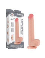 LoveToy - Dubbellaags Dildo - Glijdende Huid Dildo - Lengte 22 cm - Diameter Ø 3.7 cm - Lichte Huidskleur