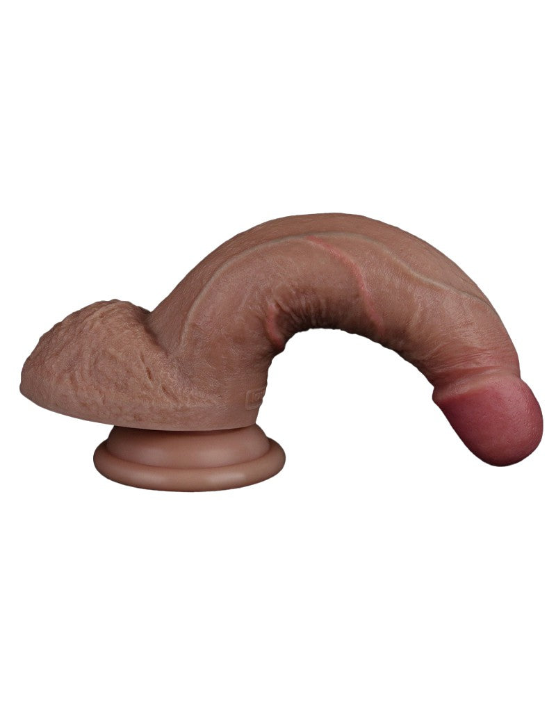 LoveToy - Dubbellaags Siliconen Dildo - 18,5 cm x Ø 3,7 cm - Bruin