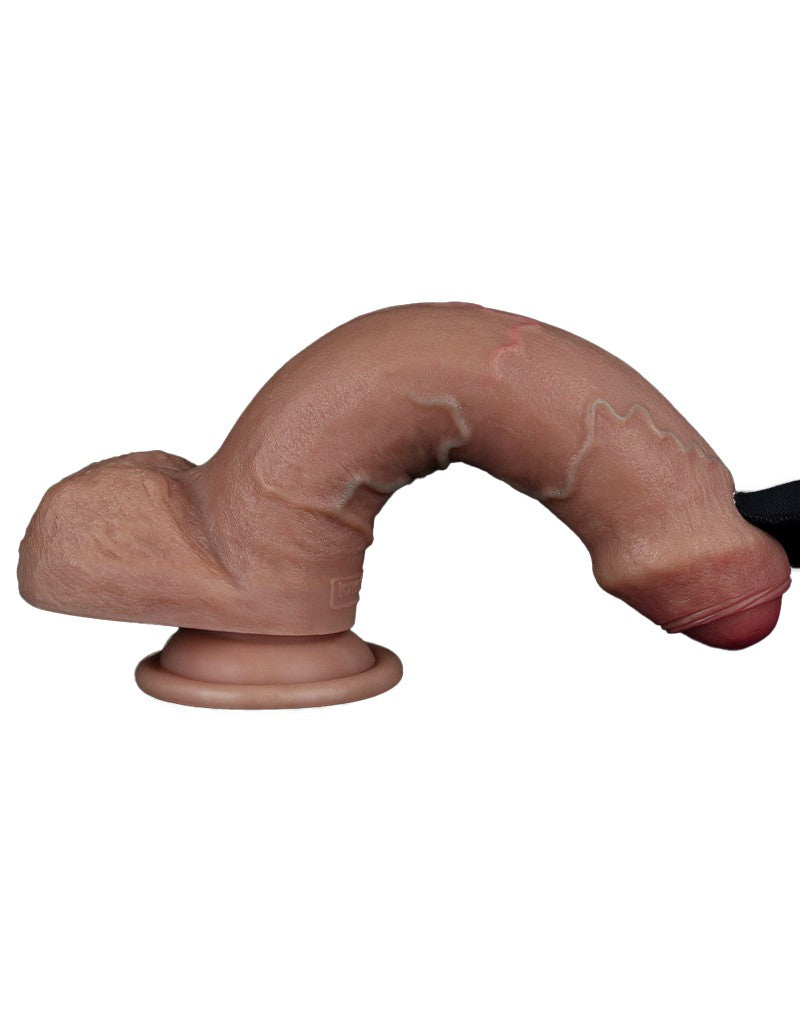 LoveToy - Dubbellaags Siliconen Dildo - 20,5 cm x Ø 4 cm - Bruin