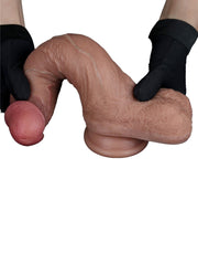 LoveToy - Dubbellaags Siliconen Dildo - 21,5 cm x Ø 4,2 cm - Bruin