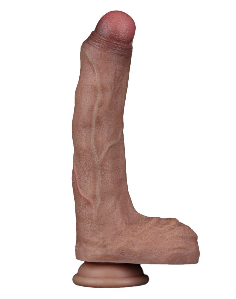LoveToy - Dubbellaags Siliconen Dildo - 22 cm x Ø 4,2 cm - Bruin