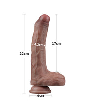 LoveToy - Dubbellaags Siliconen Dildo - 22 cm x Ø 4,2 cm - Bruin