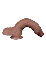 LoveToy - Dubbellaags Siliconen Dildo - 22 cm x Ø 4,2 cm - Bruin