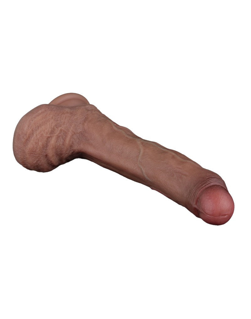 LoveToy - Dubbellaags Siliconen Dildo - 22 cm x Ø 4,2 cm - Bruin