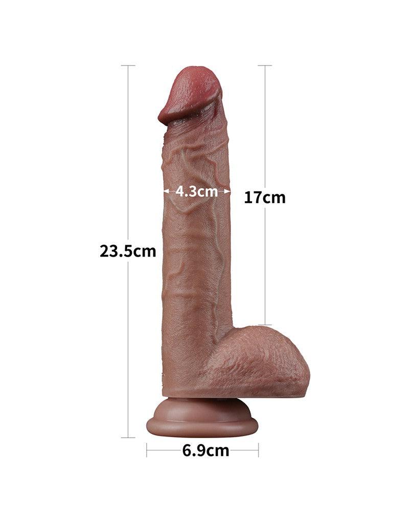 LoveToy - Dubbellaags Siliconen Dildo - 23,5 cm x Ø 4,3 cm - Bruin