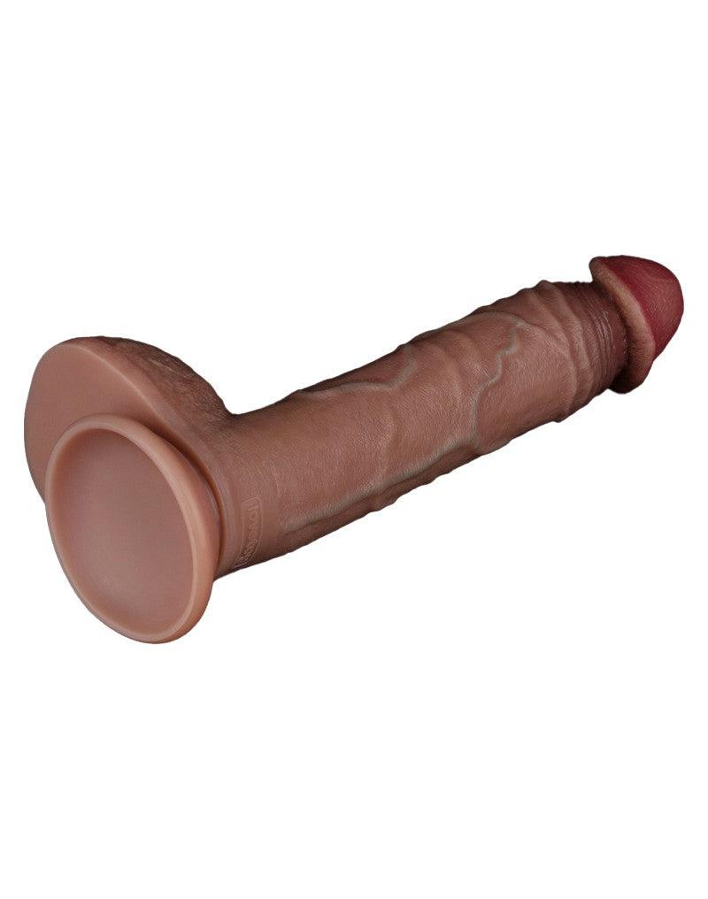 LoveToy - Dubbellaags Siliconen Dildo - 23,5 cm x Ø 4,3 cm - Bruin