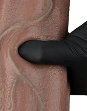 LoveToy - Dubbellaags Siliconen Dildo XXL - Lengte 33 cm - Diameter 7.6 cm - Bruin