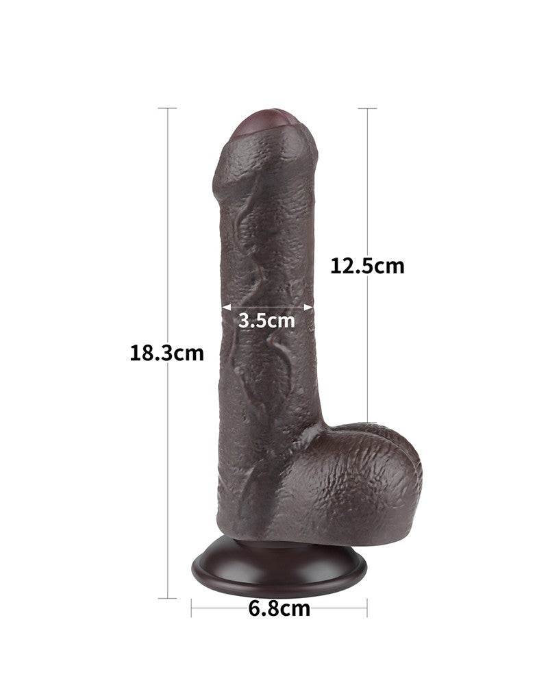 LoveToy - Dubbellaags Sliding Skin Dildo - 18,3 cm x Ø 3,5 cm - Bruin