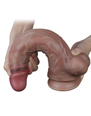 LoveToy - Dubbellaagse Siliconen Dildo - Lengte 29.5 cm - Diameter 5.5 cm - Bruin