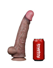 LoveToy - Dubbellaagse Siliconen Dildo - Lengte 29.5 cm - Diameter 5.5 cm - Bruin