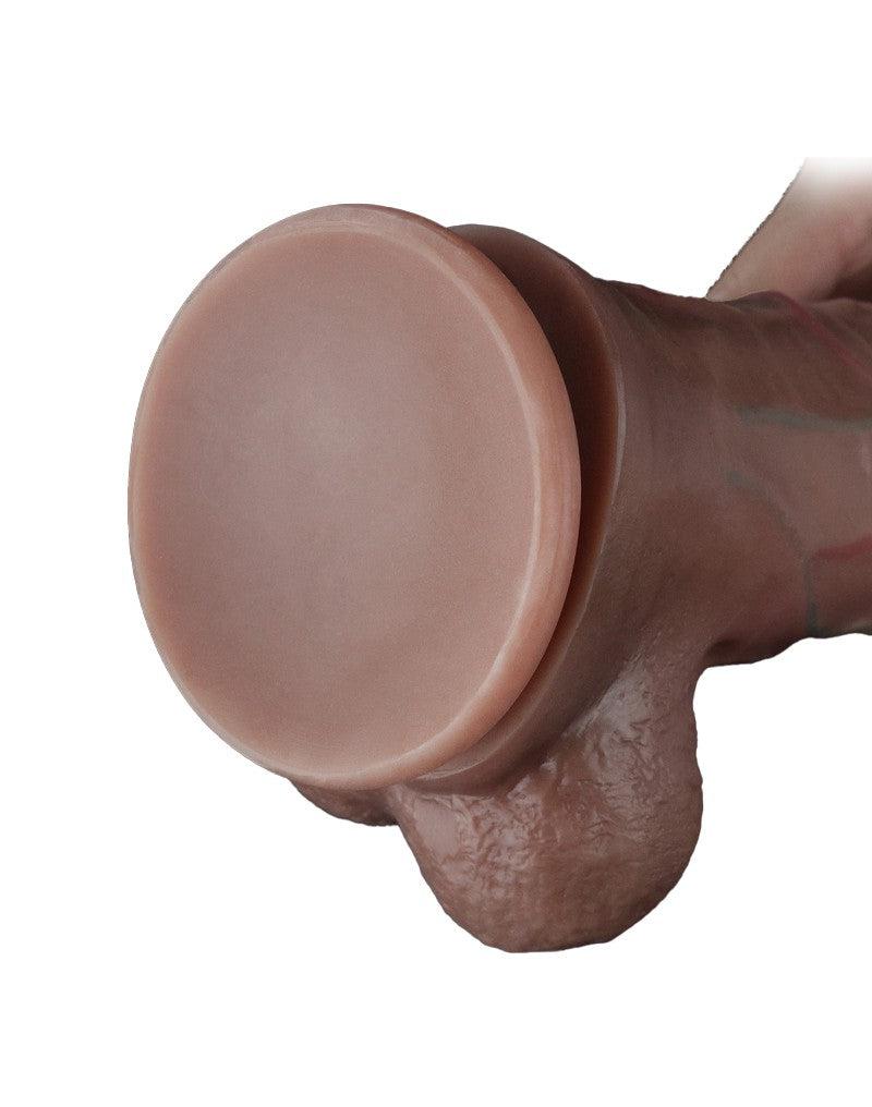 LoveToy - Dubbellaagse Siliconen Dildo - Lengte 29.5 cm - Diameter 5.5 cm - Bruin