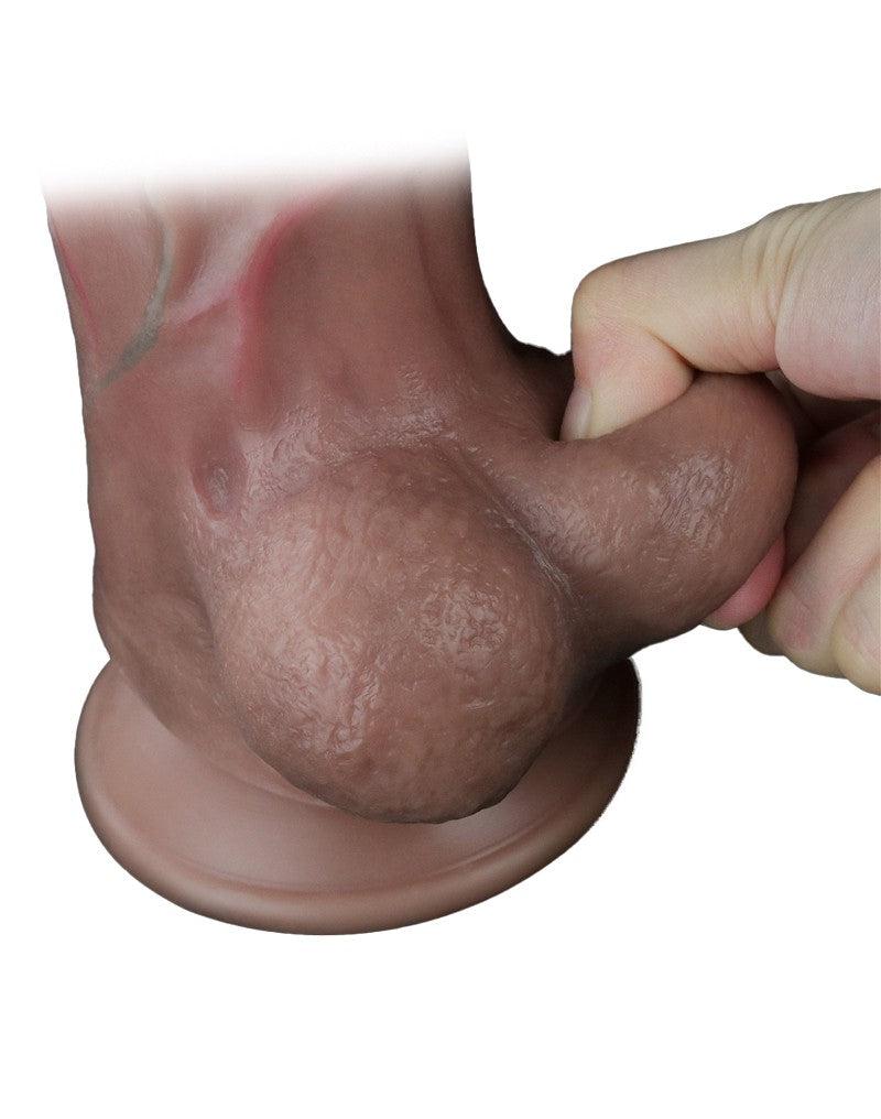 LoveToy - Dubbellaagse Siliconen Dildo - Lengte 29.5 cm - Diameter 5.5 cm - Bruin