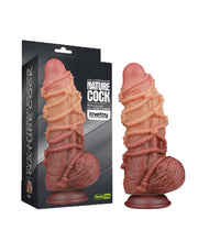 LoveToy - XXL Extreme Dildo met Touw Motief - Lengte 24 cm - Bruin/Lichte Huidskleur