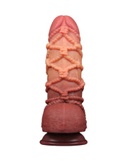 LoveToy - XXL Extreme Dildo met Touw Motief - Lengte 24,5 cm - Bruin/Lichte Huidskleur