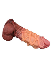 LoveToy - XXL Extreme Dildo met Touw Motief - Lengte 26.5 cm - Bruin/Lichte Huidskleur