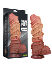 LoveToy - XXL Extreme Dildo met Touw Motief - Lengte 26.5 cm - Bruin/Lichte Huidskleur