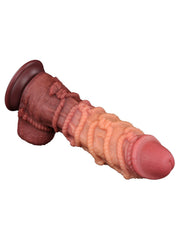 LoveToy - XXL Extreme Dildo met Touw Motief - Lengte 26.5 cm - Bruin/Lichte Huidskleur