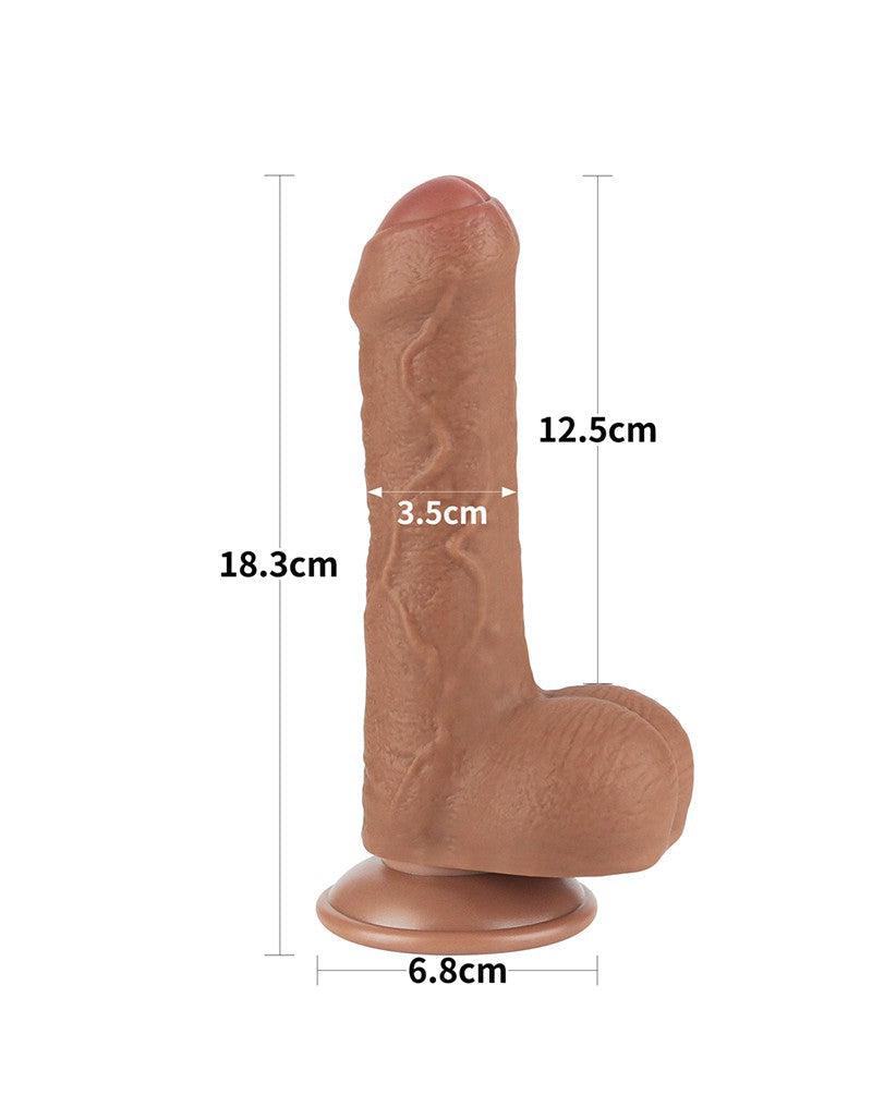 LoveToy - Dildo Met Sliding Skin Technologie - 18.3 x 3.5 cm - Verwijderbare Zuignap - Medium Huidskleur