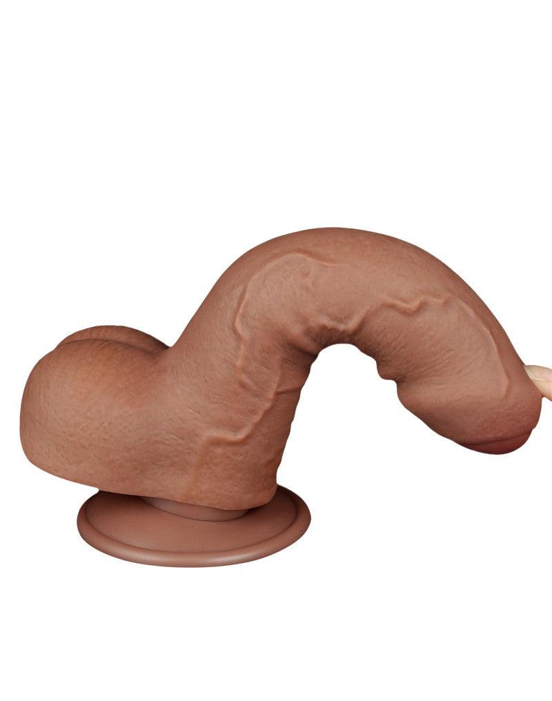 LoveToy - Dildo Met Sliding Skin Technologie - 18.3 x 3.5 cm - Verwijderbare Zuignap - Medium Huidskleur