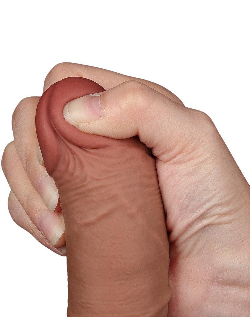 LoveToy - Dildo Met Sliding Skin Technologie - 19.5 x 3.5 cm - Verwijderbare Zuignap - Medium Huidskleur