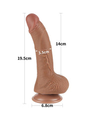 LoveToy - Dildo Met Sliding Skin Technologie - 19.5 x 3.5 cm - Verwijderbare Zuignap - Medium Huidskleur