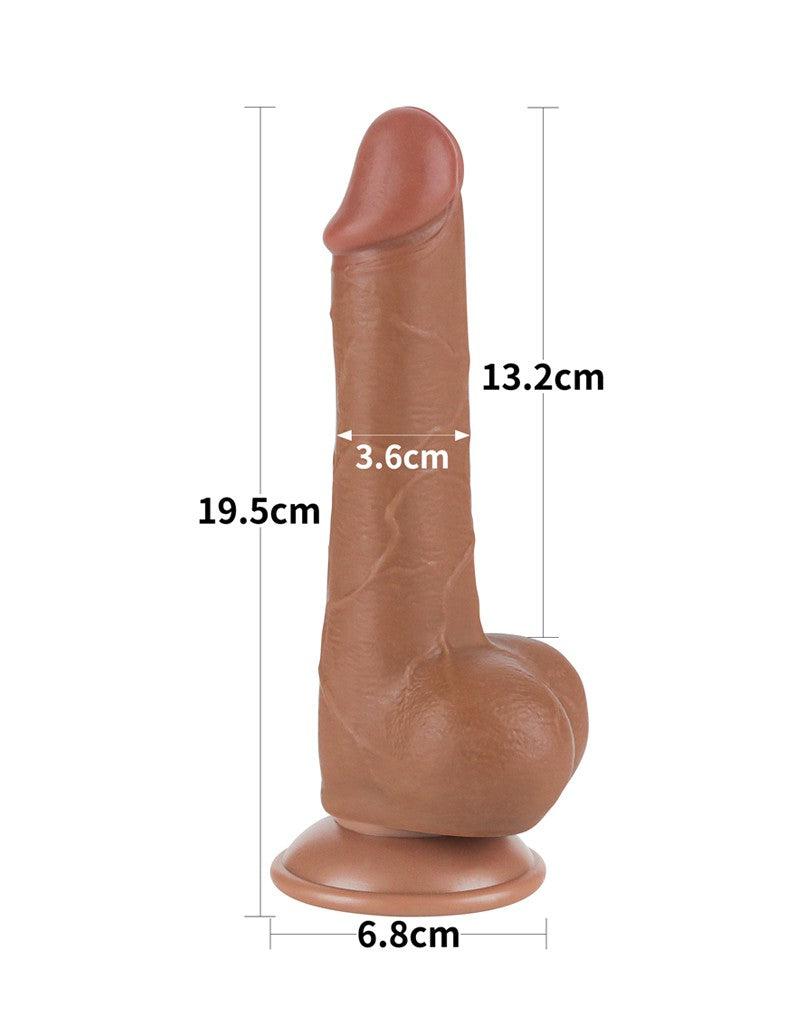 LoveToy - Dildo Met Sliding Skin Technologie - 19.5 x 3.6 cm - Verwijderbare Zuignap - Medium Huidskleur