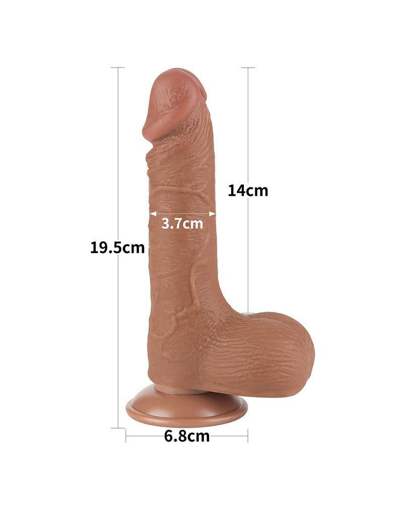 LoveToy - Dildo Met Sliding Skin Technologie - 19.5 x 3.7 cm - Verwijderbare Zuignap - Medium Huidskleur