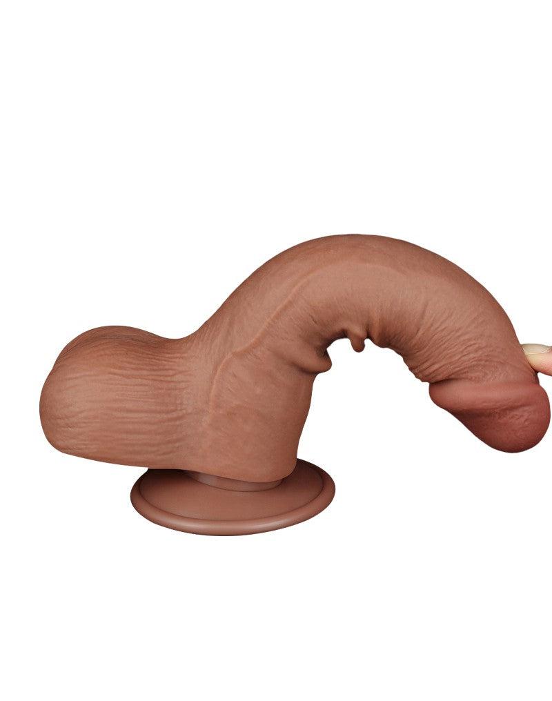 LoveToy - Dildo Met Sliding Skin Technologie - 20 x 3.9 cm - Verwijderbare Zuignap - Medium Huidskleur