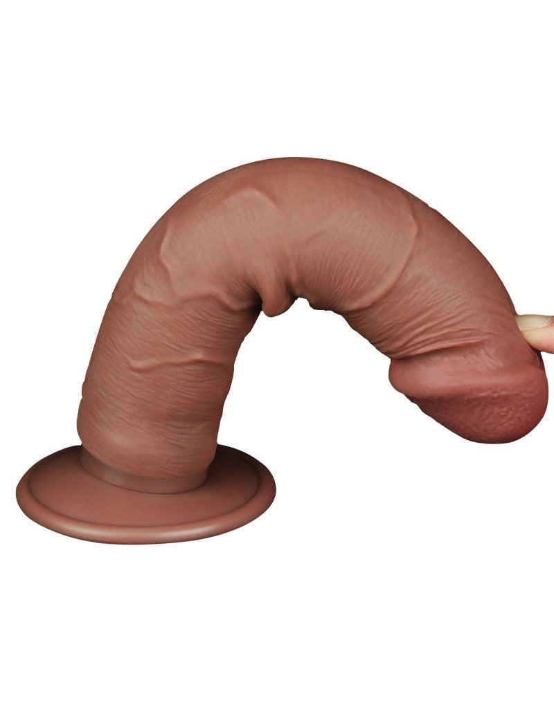 LoveToy - Dildo Met Sliding Skin Technologie - 20.8 x 3.8 cm - Verwijderbare Zuignap - Medium Huidskleur