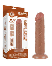 LoveToy - Dildo Met Sliding Skin Technologie - 20.8 x 3.8 cm - Verwijderbare Zuignap - Medium Huidskleur