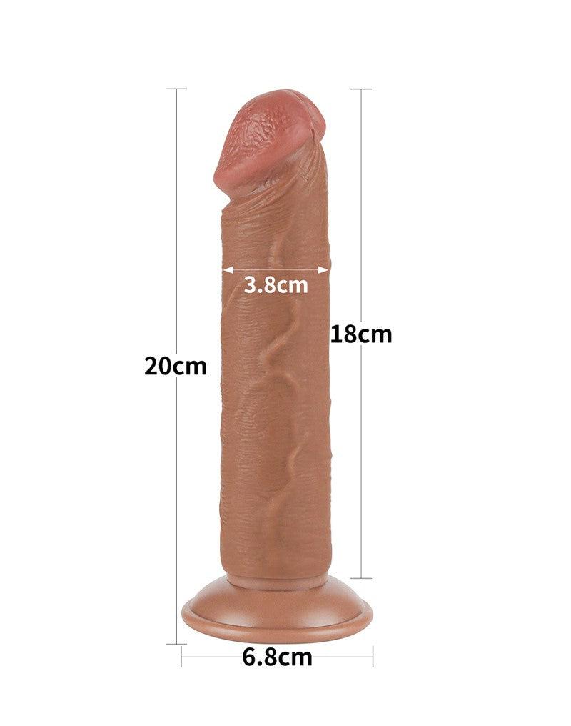LoveToy - Dildo Met Sliding Skin Technologie - 20.8 x 3.8 cm - Verwijderbare Zuignap - Medium Huidskleur