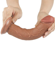 LoveToy - Dildo Met Sliding Skin Technologie - 20.8 x 3.8 cm - Verwijderbare Zuignap - Medium Huidskleur