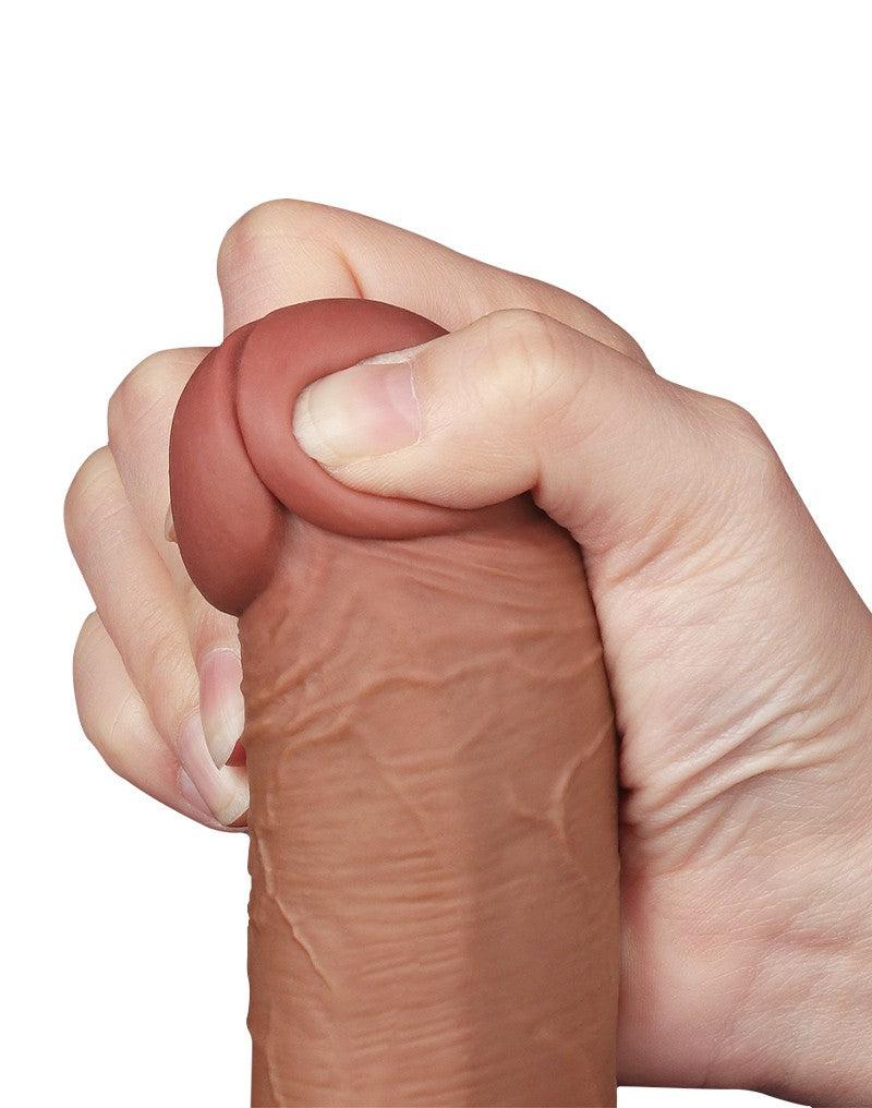 LoveToy - Dildo Met Sliding Skin Technologie - 20.8 x 4 cm - Verwijderbare Zuignap - Medium Huidskleur