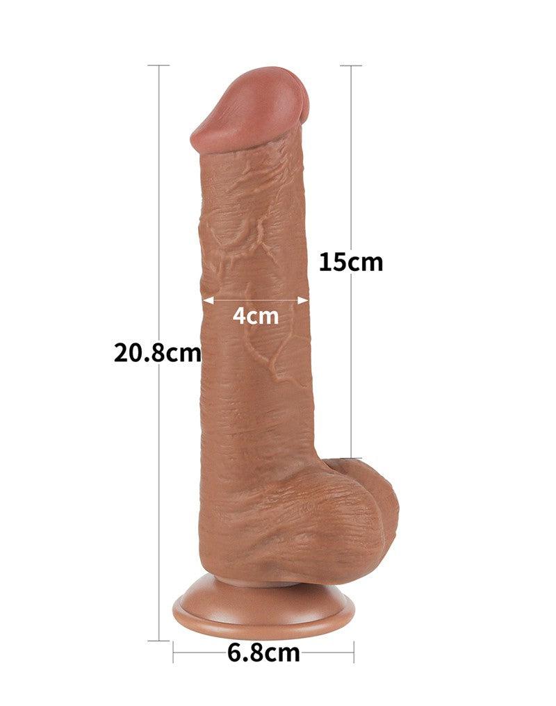 LoveToy - Dildo Met Sliding Skin Technologie - 20.8 x 4 cm - Verwijderbare Zuignap - Medium Huidskleur