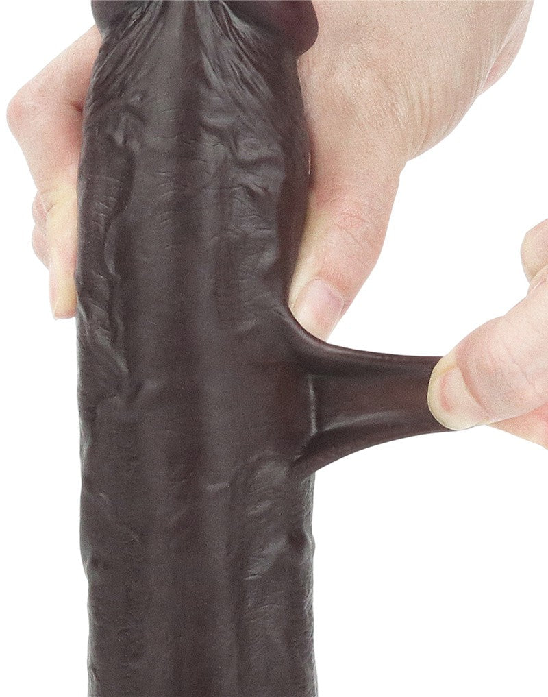 LoveToy - Dildo Met Sliding Skin Technologie - 24 x 4.5 cm - Bruin