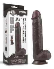 LoveToy - Dildo Met Sliding Skin Technologie - 24 x 4.5 cm - Bruin