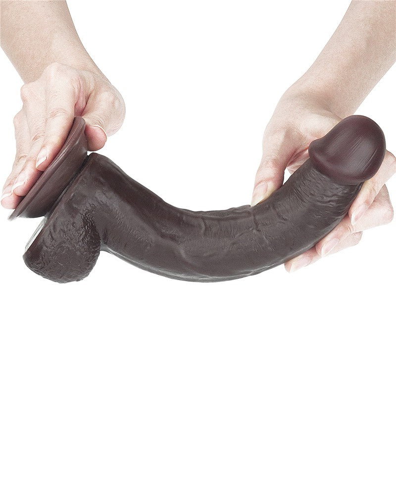 LoveToy - Dildo Met Sliding Skin Technologie - 24 x 4.5 cm - Bruin