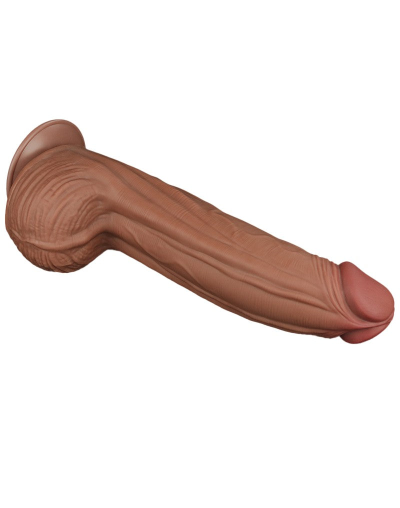 LoveToy - Sliding Skin Dildo - Lengte 31 cm - Bruin
