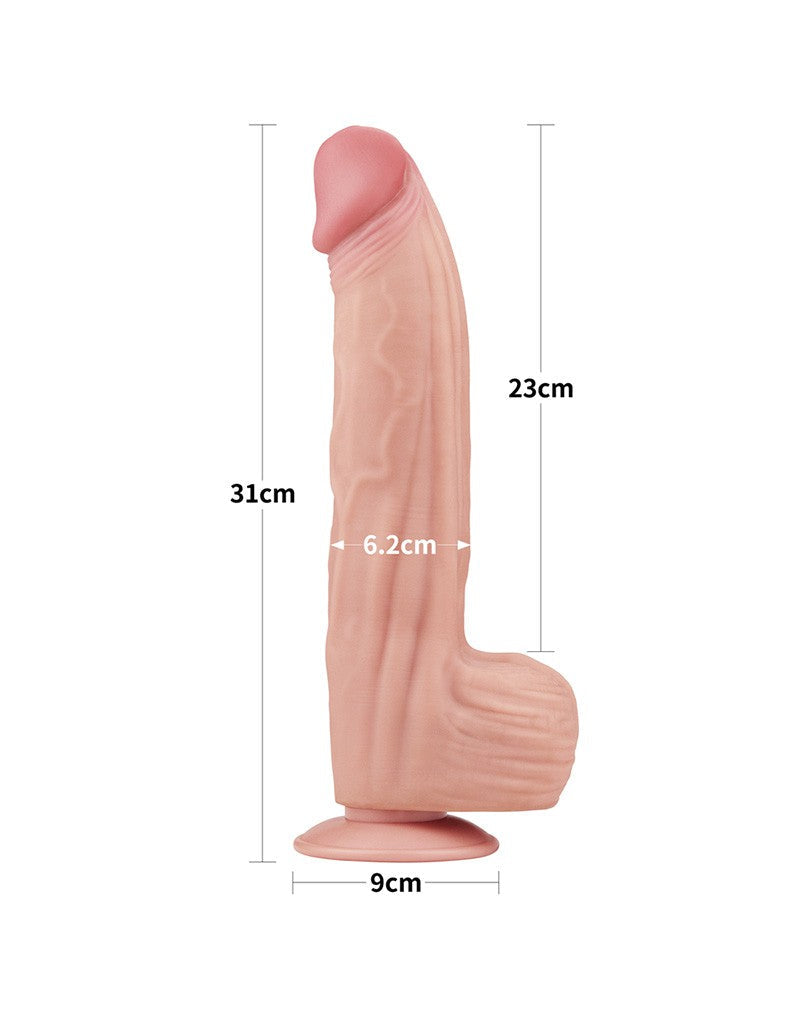 LoveToy - Sliding Skin Dildo - Lengte 31 cm - Lichte Huidskleur