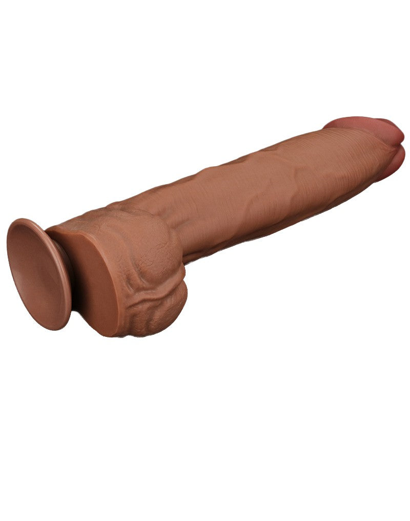 LoveToy - Sliding Skin Dildo - Lengte 36 cm - Bruin