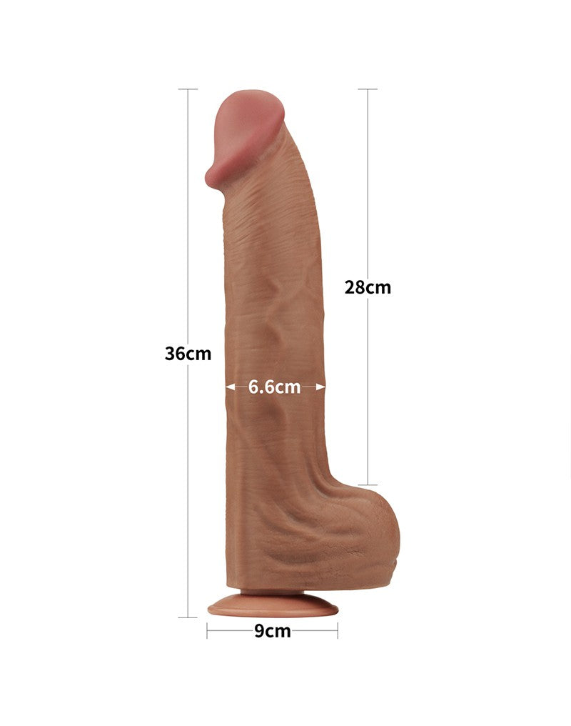 LoveToy - Sliding Skin Dildo - Lengte 36 cm - Bruin