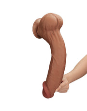 LoveToy - Sliding Skin Dildo - Lengte 36 cm - Bruin