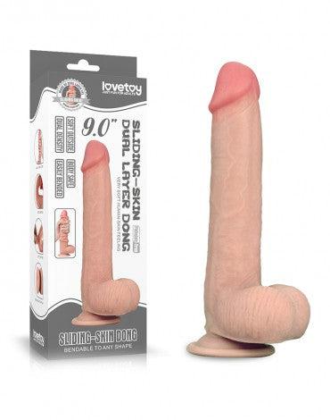 LoveToy - Sliding Skin Dildo - Lengte 23 cm - Lichte Huidskleur