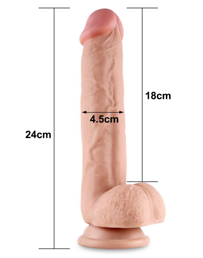 LoveToy - Sliding Skin Dildo - Lengte 24 cm - Lichte Huidskleur