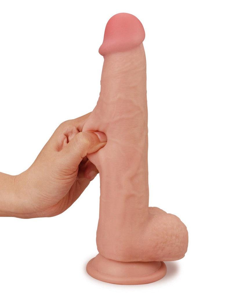LoveToy - Sliding Skin Dildo - Lengte 24 cm - Lichte Huidskleur