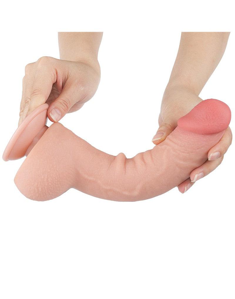 LoveToy - Dubbellaags Dildo - Glijdende Huid Dildo - Lengte 24 cm - Diameter Ø 4.3 cm - Lichte Huidskleur
