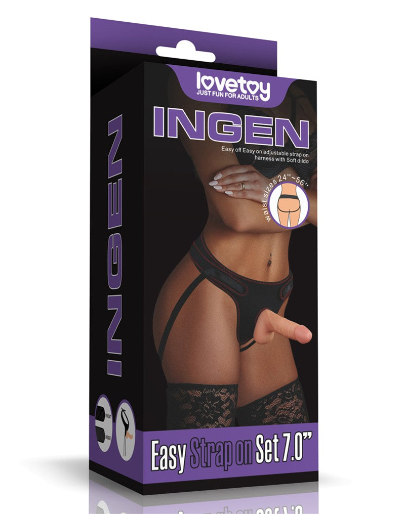 LoveToy - Easy Strap-on Set Met Dildo - 18 cm - Lichte Huidskleur