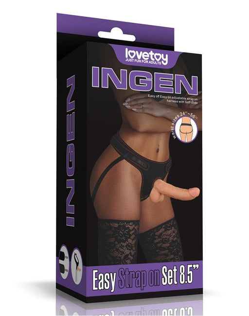 LoveToy - Easy Strap-on Set Met Dildo - 21,5 cm Met Balzak - Lichte Huidskleur