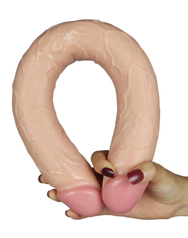 LoveToy - Kingsize Slim Ultra Dubbele Dildo 45 cm - Lichte Huidskleur